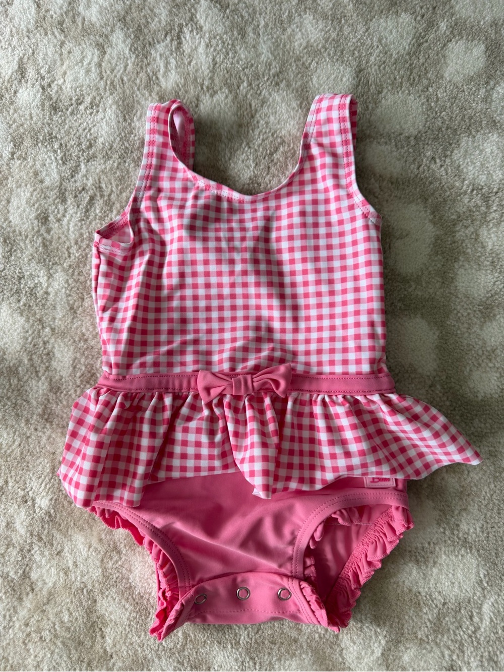 Ruffle Butts Pink Gingham Peplum One-Piece Swimsuit